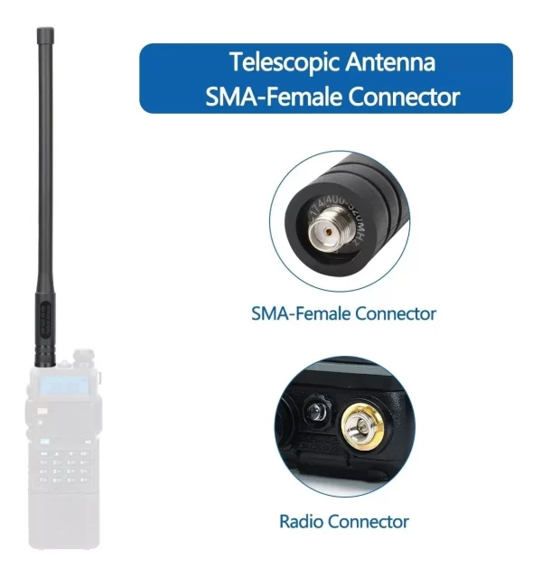 ANTENA TÁTICA BAOFENG 25CM DUAL VHF UHF BF888S UV5RA - Image 3